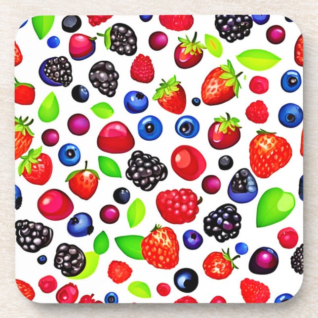 Berry Burst: Fruity Pattern Coaster (Front)