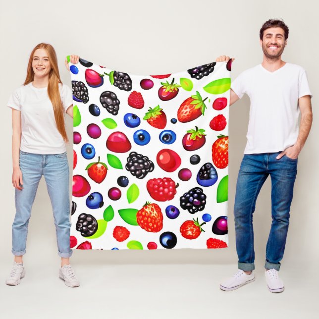 Berry Burst: Fruity Pattern Fleece Blanket (In Situ)