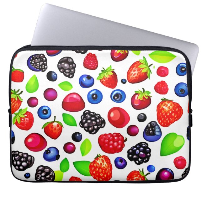 Berry Burst: Fruity Pattern Laptop Sleeve (Front)