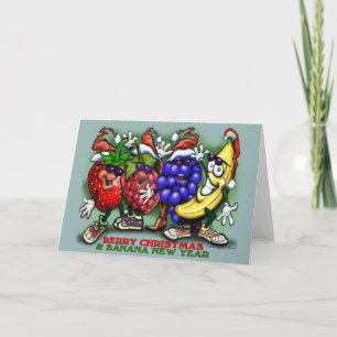 Berry Christmas Banana New Year Holiday Card