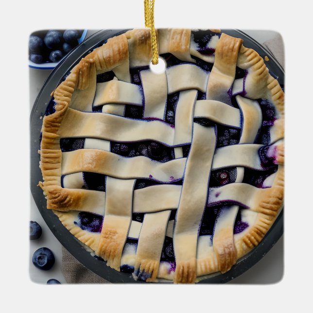 Berry Christmas Cutie Pie  | Food Pun Humour Ceramic Ornament (Front)