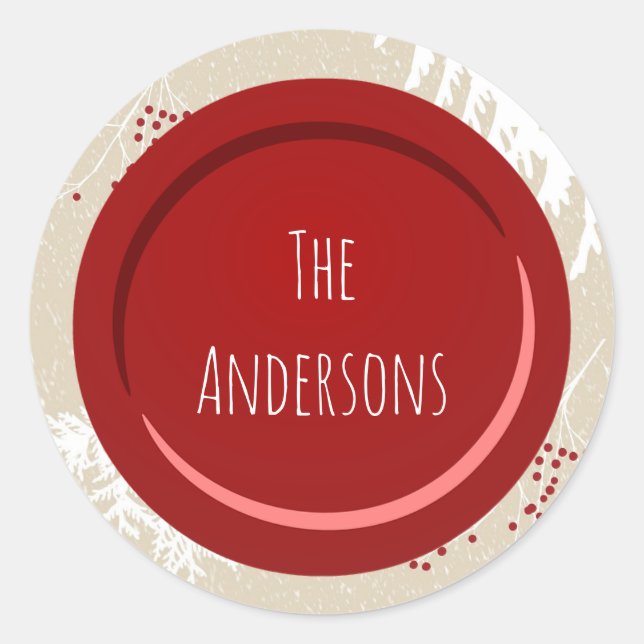 Berry Christmas Name Classic Round Sticker (Front)