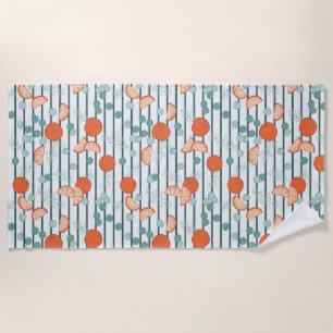 Berry Citrus - Dark Green Stripes Beach Towel