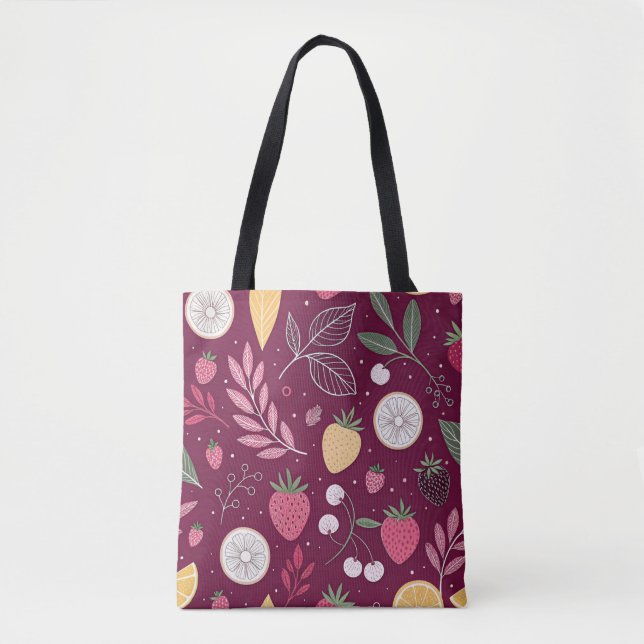 Berry Citrus Shoulder Tote – Vibrant Fruit Bag (Front)