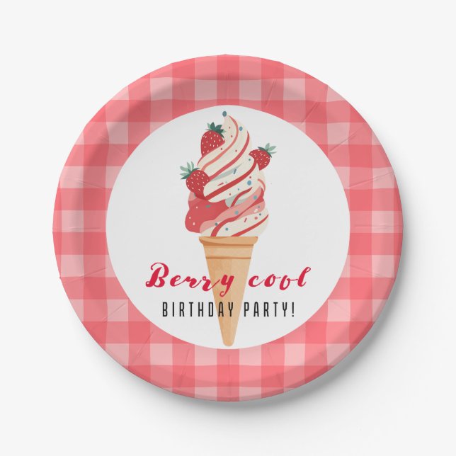 Berry Cool Birthday Paper Plate (Front)