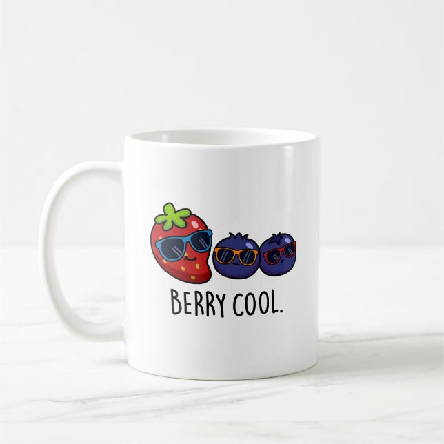 Berry Cool Funny Strawberry Blueberry Pun  Coffee Mug (Left)