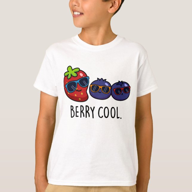 Berry Cool Funny Strawberry Blueberry Pun  T-Shirt (Front)