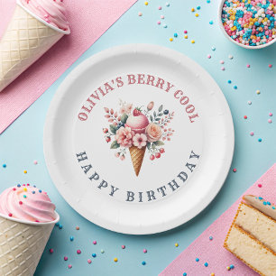 Berry Cool Happy Birthday Ice Cream Party Paper Plate