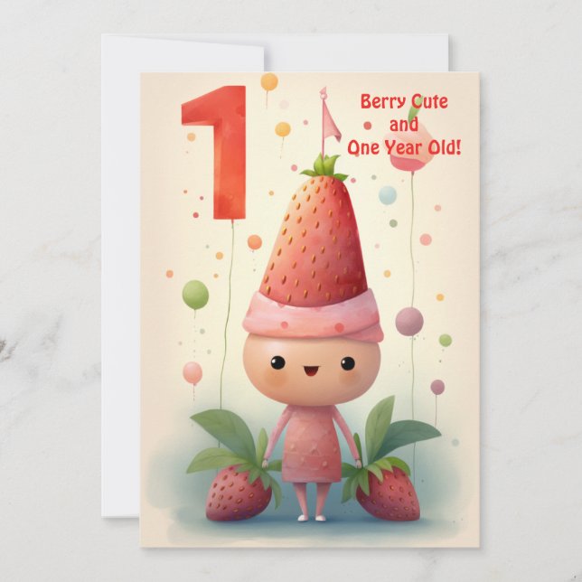 Berry Cute 1er Anniversaire Carte Anniversaire (Devant)