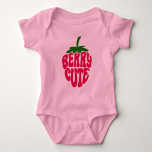 Berry Cute Strawberry Girl Power Retro Style Baby Bodysuit