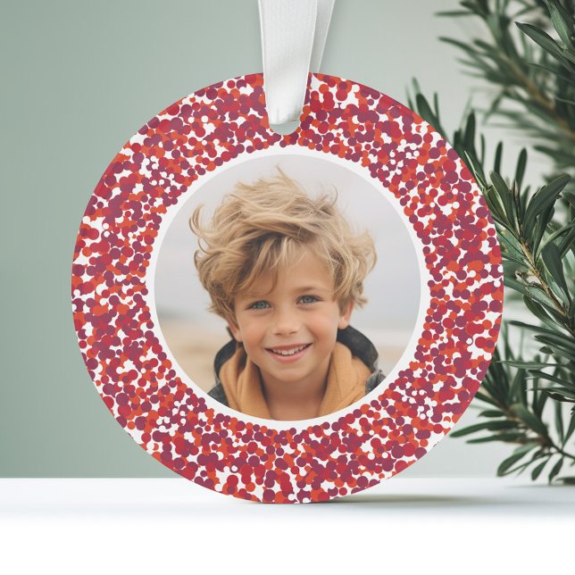 Berry de Noël Wreath double face 2 photo (Personalized Photo Ornament - Whimsical Berry Wreath Border)