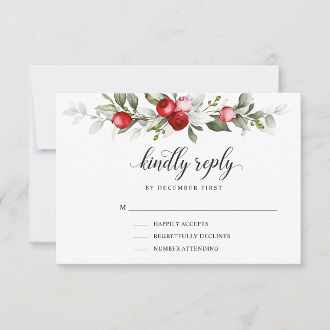 Berry d'hiver doux | Répondre | Carte RSVP (Devant)
