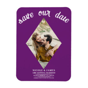 Berry Diamond Photo Wedding Save the Date Magnet