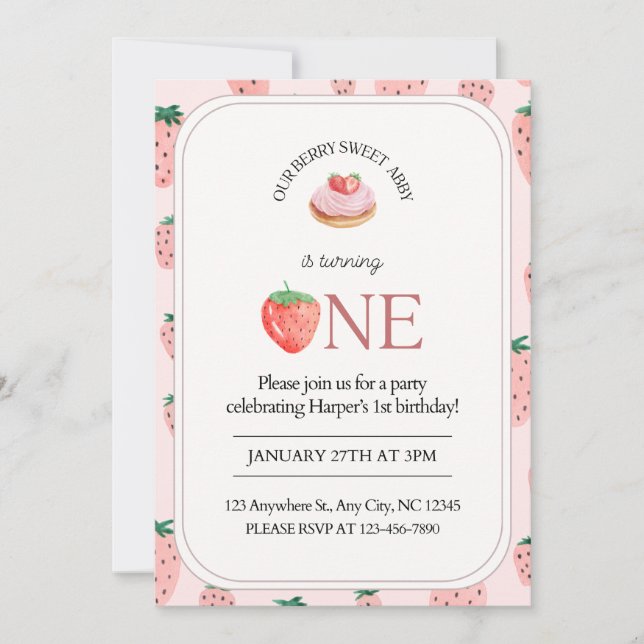 Berry Excited to Turn 1  Invitation (Front)