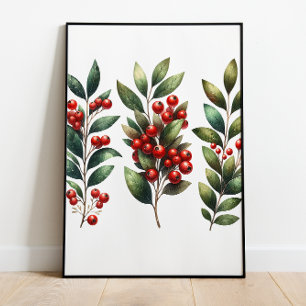 Berry Festive - Lush Winterberry Branches Poster