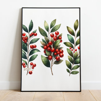 Berry Festive - Lush Winterberry Branches Poster