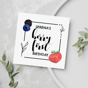 Berry First 1st Birthday Mixed Berry Minimal Napkin