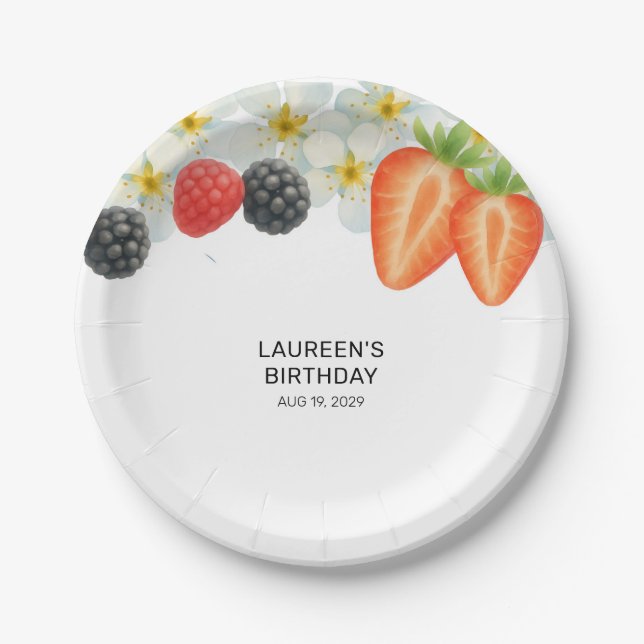 Berry First 1st Birthday  Paper Plate (Front)
