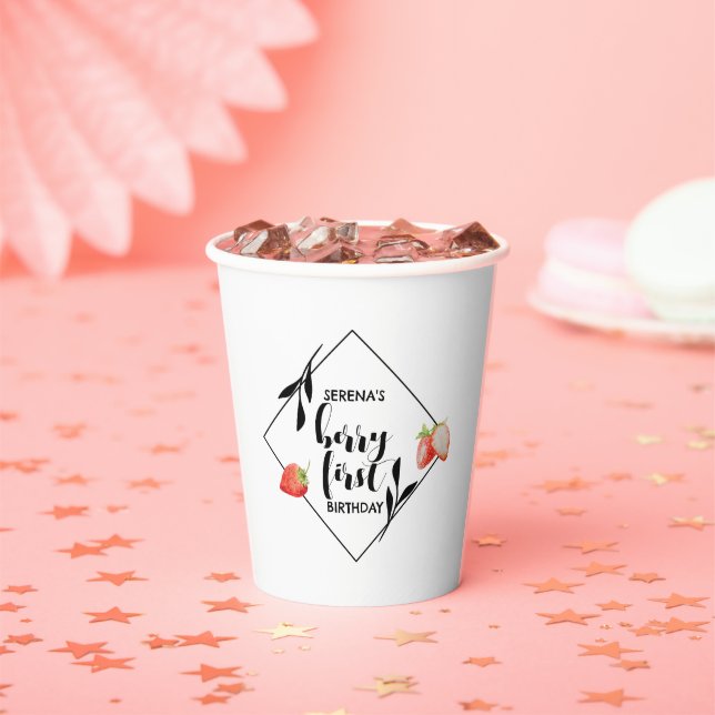 Berry First | 1st Birthday | Strawberry | Modern Paper Cups (Insitu)