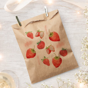 Berry First 1st Birthday Strawberry Pattern Favour Bag