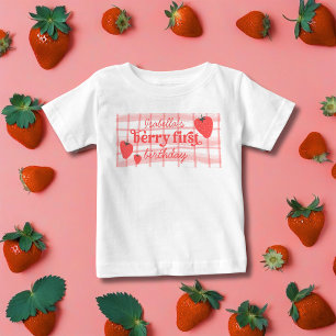 Berry First 1st Birthday Strawberry Photo Baby T-Shirt