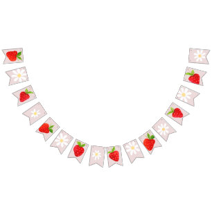 Berry First 1st Strawberry Birthday  Bunting Flags