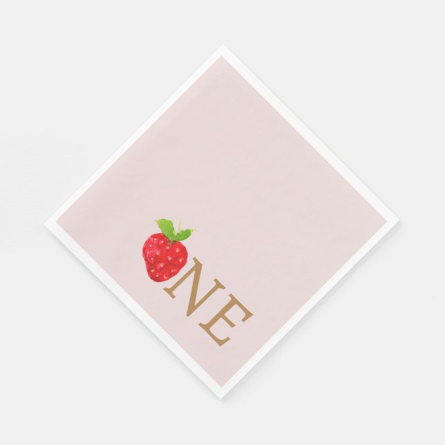 Berry First 1st Strawberry Birthday Napkin (Corner)