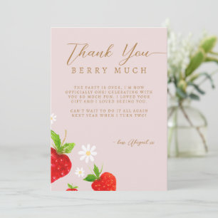 Berry First 1st Strawberry Birthday Thank You Card