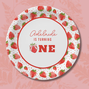 Berry First Birthday 1st Birthday Strawberry Party Paper Plate