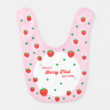 Berry First Birthday Baby Bib