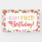 Berry First Birthday Banner Red Pink Strawberry