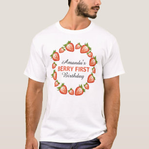 Berry first birthday Berry Girl red Strawberries T-Shirt