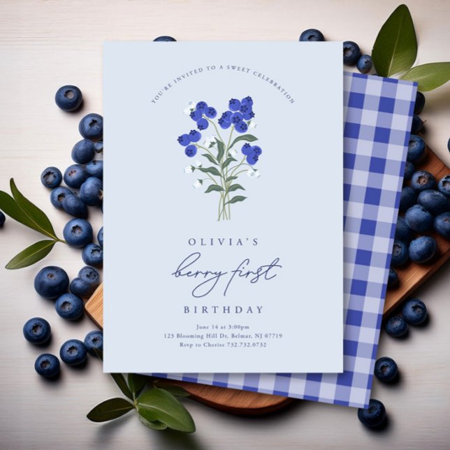 Berry First Birthday Blueberry Invitation (Créateur téléchargé)