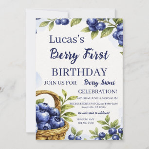 Berry First Birthday Boy 1st Birthday Invitation