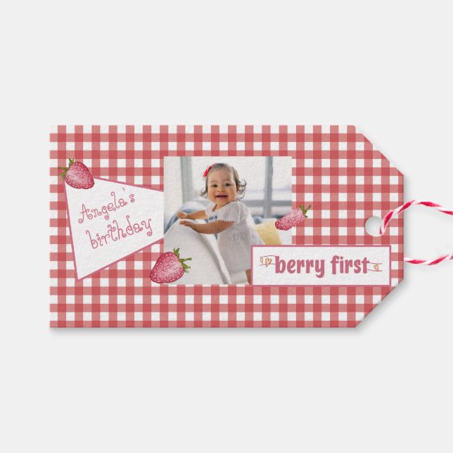 Berry First Birthday Food and Beverage Label Set (Front (Horizontal))