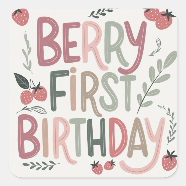 Berry First Birthday for Girls Sticker (Front)