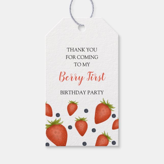 Berry First Birthday Gift Tags (Front)