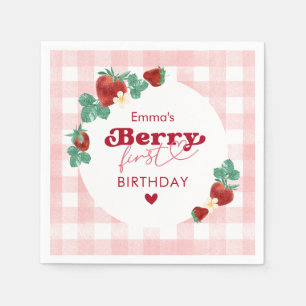 Berry First Birthday Girl 1st Birthday Strawberry Napkin