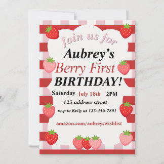 berry first birthday invitation