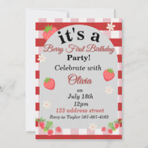 berry first birthday invitation