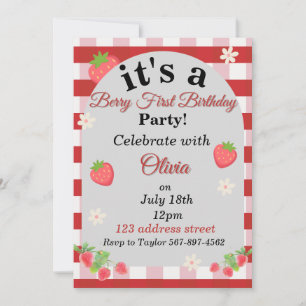 berry first birthday invitation