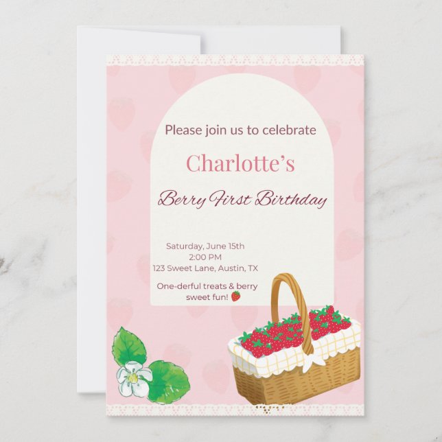 Berry First Birthday Invitation  (Front)