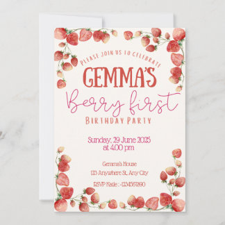 Berry First Birthday Invitation 