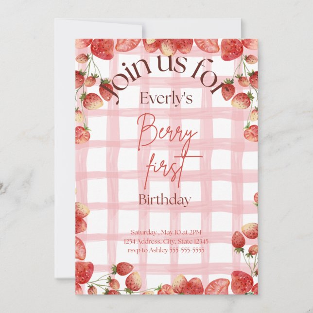 Berry First Birthday Invitation (Front)