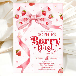Berry first birthday invitation, 1st birthday invitation