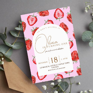 Berry First Birthday Invitation aquarelle