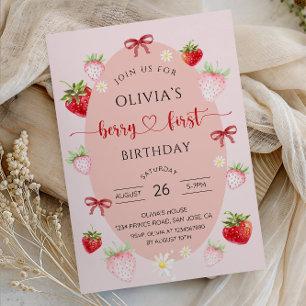 Berry First Birthday Invitation for Girl Party