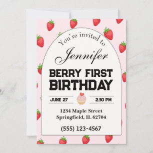 Berry First Birthday Invitation Invitation fraise