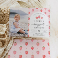 Berry First Birthday Invitation | Strawberry 
