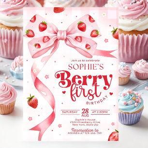 Berry First Birthday Invitation, Strawberry Birthd Invitation